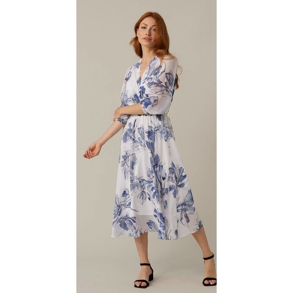 NWT JOSEPH RIBKOFFWrap Front Floral Dress Style 221344Size 12 - Picture 2 of 10